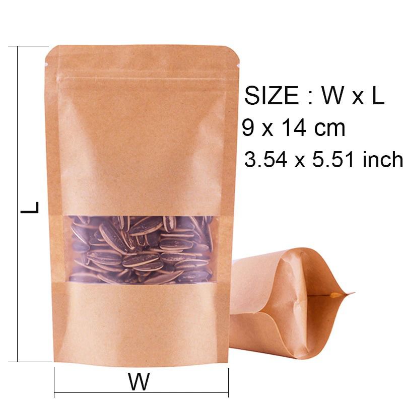 

Kemasan Bungkus Paper bag Kertas Kraft Aman Ziplock untuk Makanan Snack Camilan 9 x 14 Cm