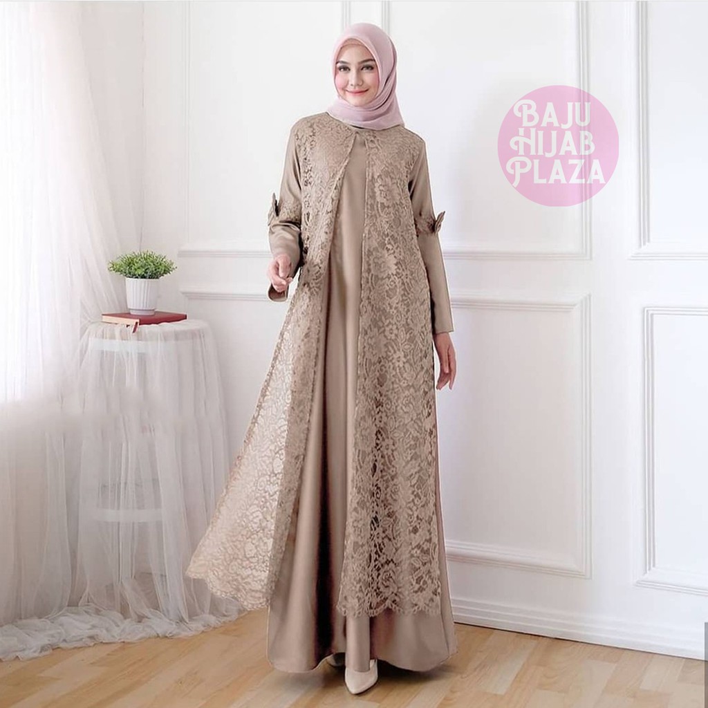 LAURA DRESS Dress brukat Busana Muslimah Baju Wanita Busana Remaja
