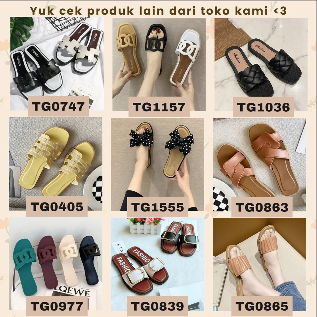 TOPGROSIR TG0405 Sandal Slip Simple Wanita Import Garis Tiga /Sandal Trendy Karet import