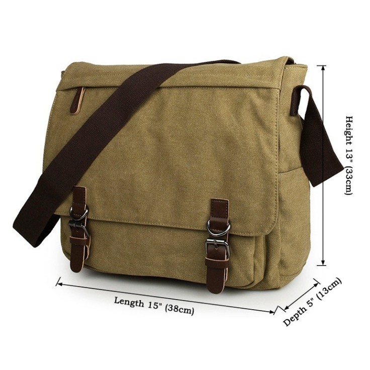 Tas Selempang Laptop Kanvas Pria - ALTIS - Khaki