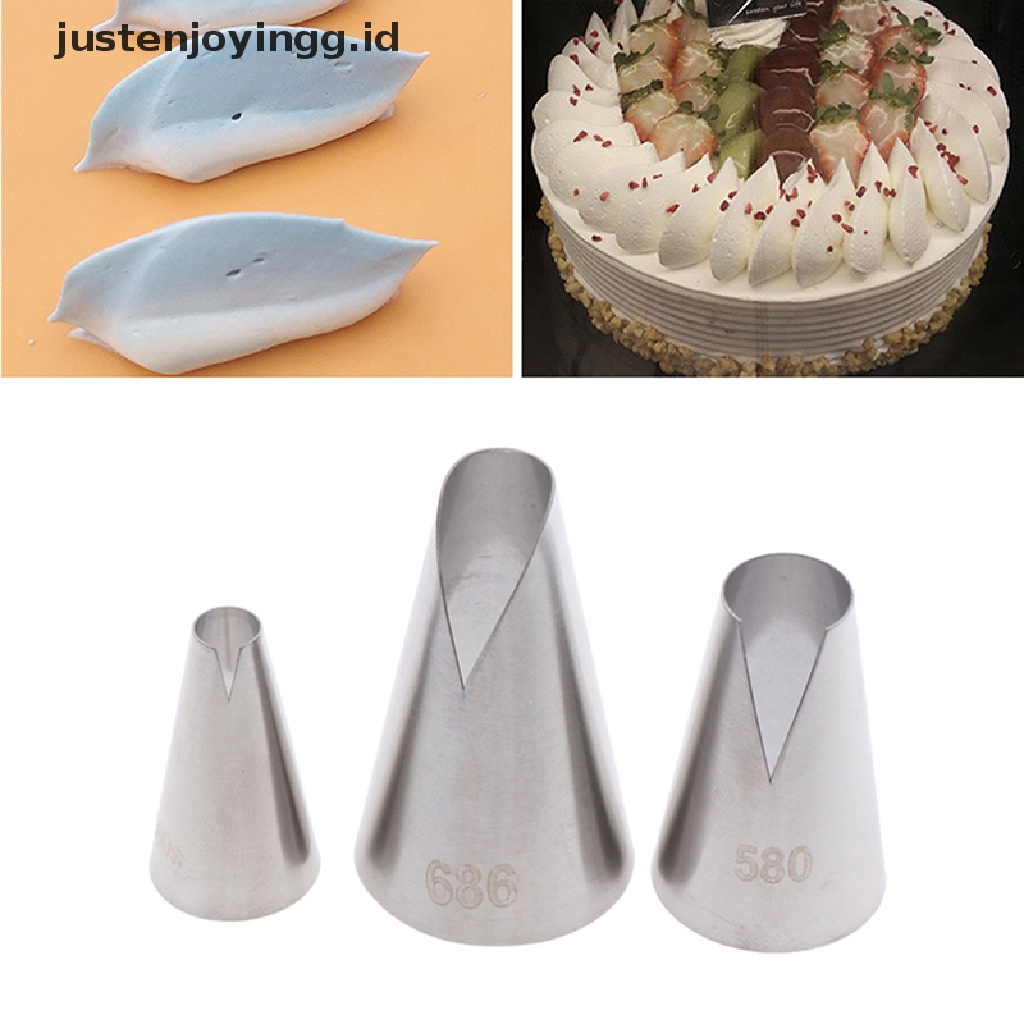 【justenjoyingg.id】 3 PCS DIY Petal Cream Nozzle Icing Piping Nozzles Tips Pastry Decorating Tips .