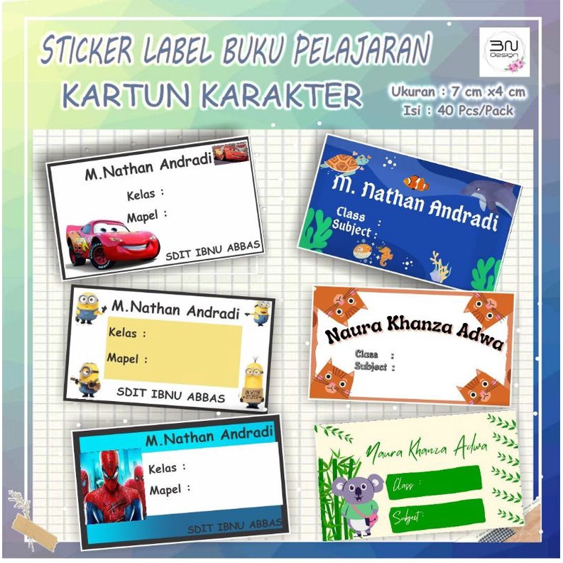 

STICKER LABEL BUKU KARAKTER KARTUN (42 PCS + BONUS 3 PCS)