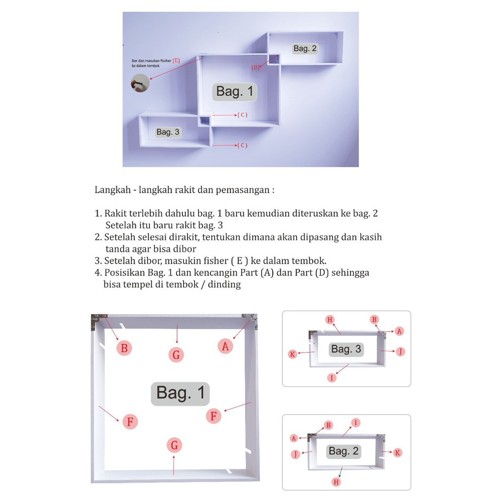 Rak Dinding Minimalis Kotak Set MB931