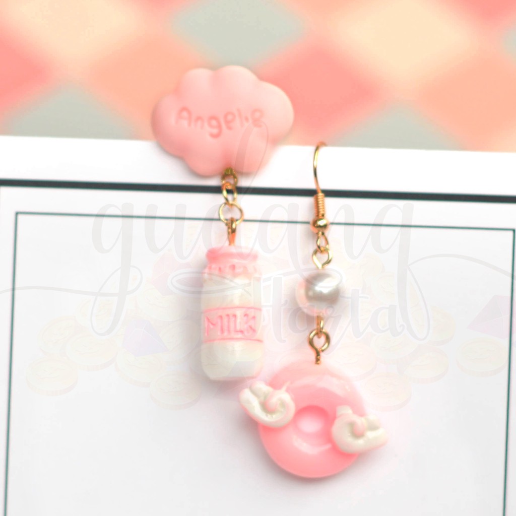 Anting Stud Milk and Donut Susu Lucu Unik GH 203700