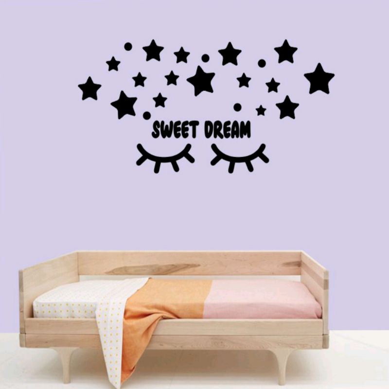 Wall sticker custom / sticker sleepy eye eyes custom / hiasan dinding murah