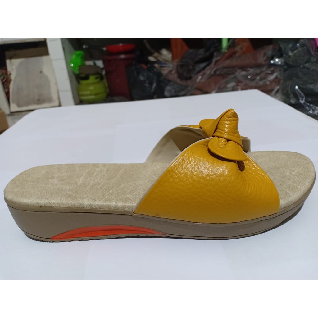 SANDAL WEDGES WANITA KULIT ASLI