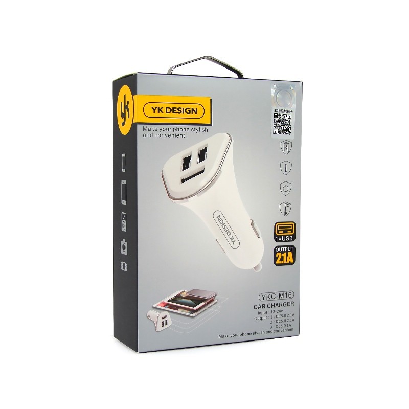 Adaptor Travel Charger Mobil YK Design Car Charger 3 Port Micro USB Original Fast Charging