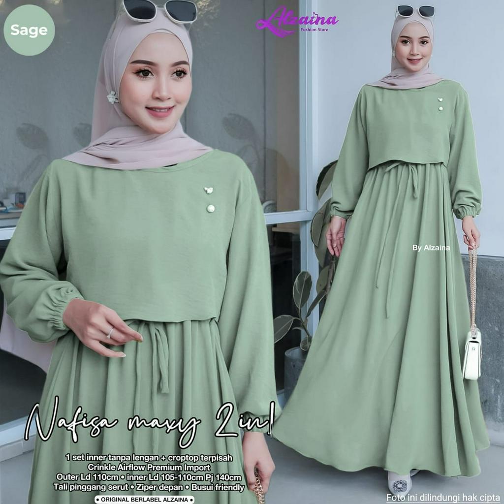 Nafisa One Set Maxy Gamis Muslim Original Produk By Alzaina