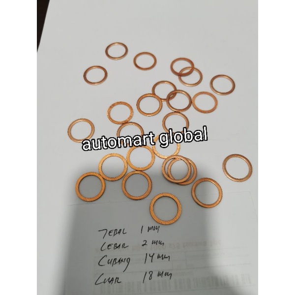 Ring tembaga 14mm lubang 14mm