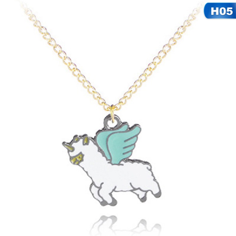 1pc Necklaces Cartoon Colorful Horse Unicorn Pendant Alloy Fashion Jewelry Gift