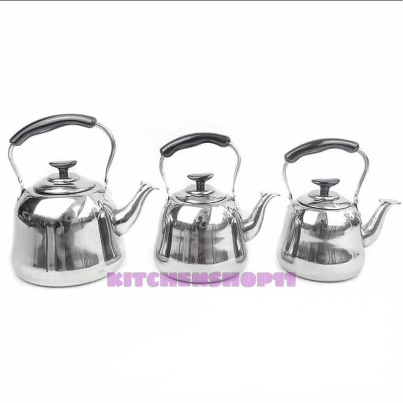 Teko stainless 6 liter TEBAL / teko saringan 3 liter / kettle ceret BUNYI stainless anti karat + saringan teh kopi / ketel SIUL pemanas air plus saringan 1/2/3/4/5/6 liter