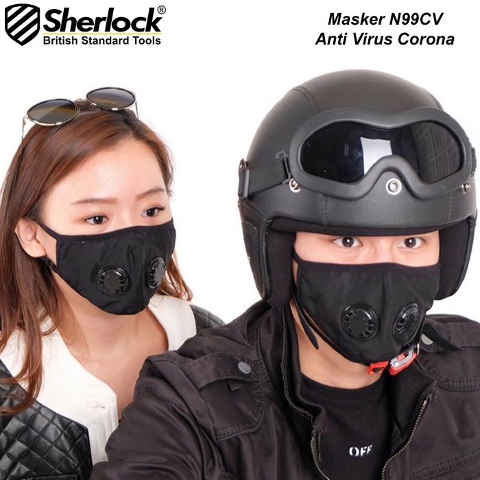 Masker N99 Anti Virus Polusi - Sherlock Masker Respirator Dual Valve