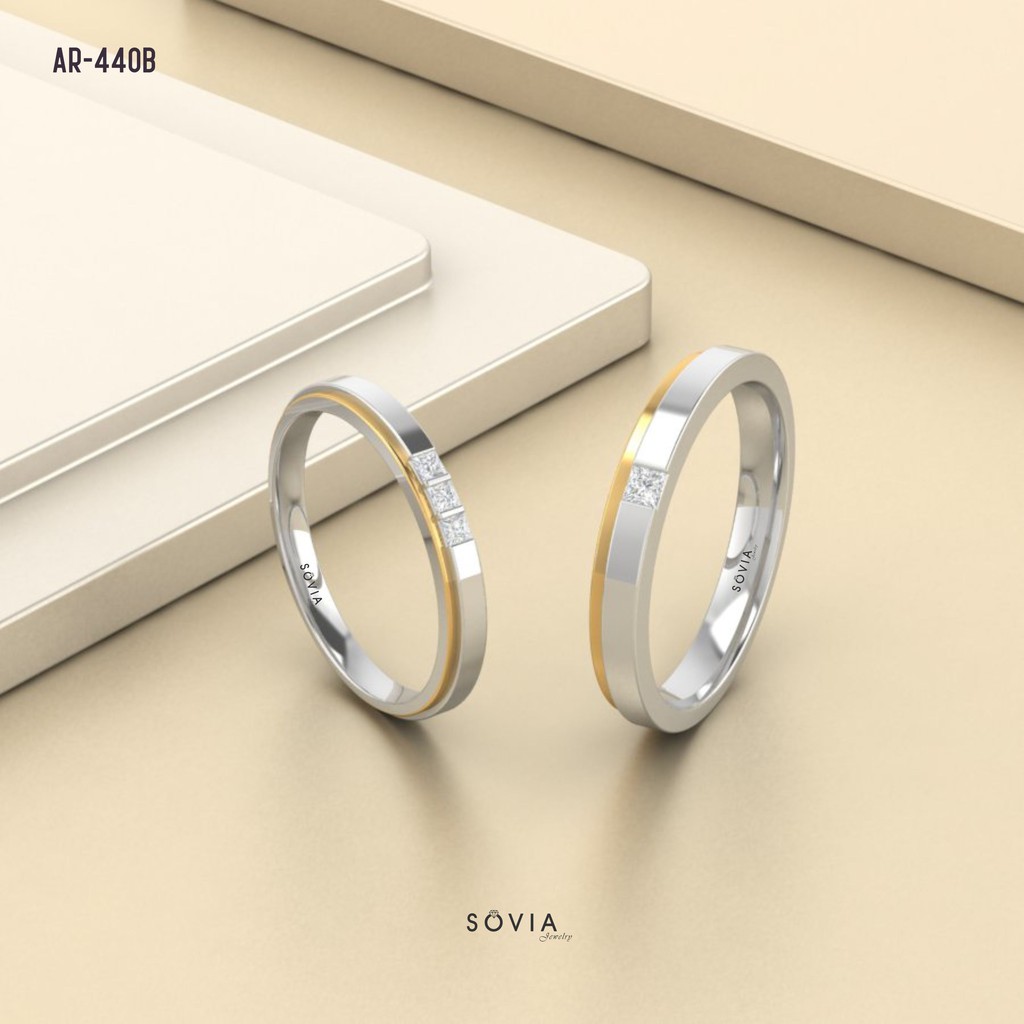 Cincin Nikah Couple Bahan Palladium Dan Emas Putih 5% ...