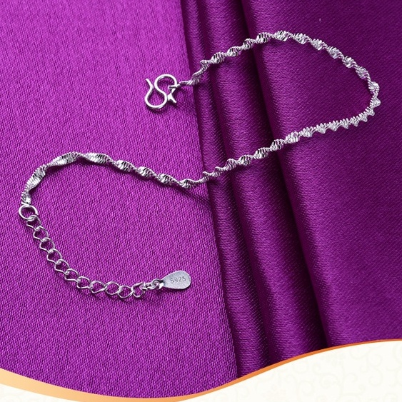 Water wave pattern anklet Korean style jewelry retro simple twisted rope thin chain 210807