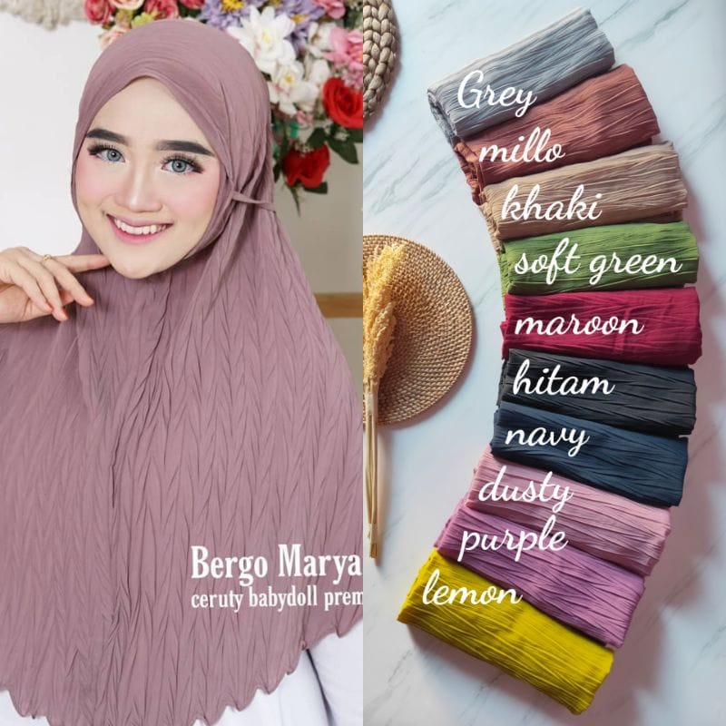 [BEST SELLER] Bergo Plisket Padi Diamond Premium - Bergo Tali Plisket Padi TERBARU 2021 / Bergo Plis