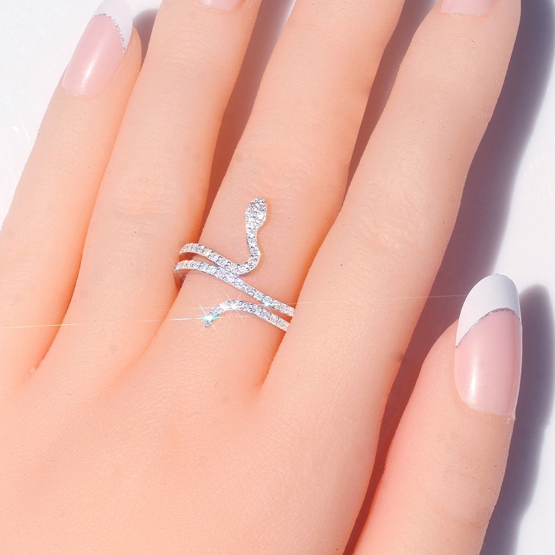 Cincin 925 Sterling Silver Desain Ular Hias Sapphire Putih Untuk Wanita