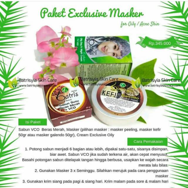 Batrisyia Herbal Paket exclusive masker untuk wajah berjerawat batrisyia skincare