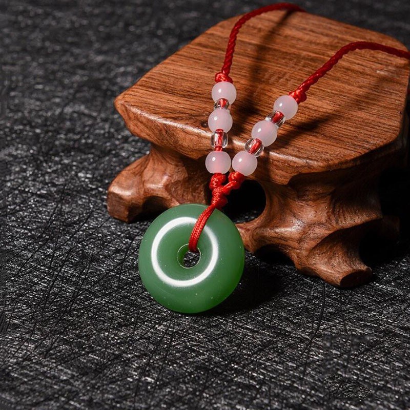 Hetian Green Jade Safe Clasp Pendant Necklace