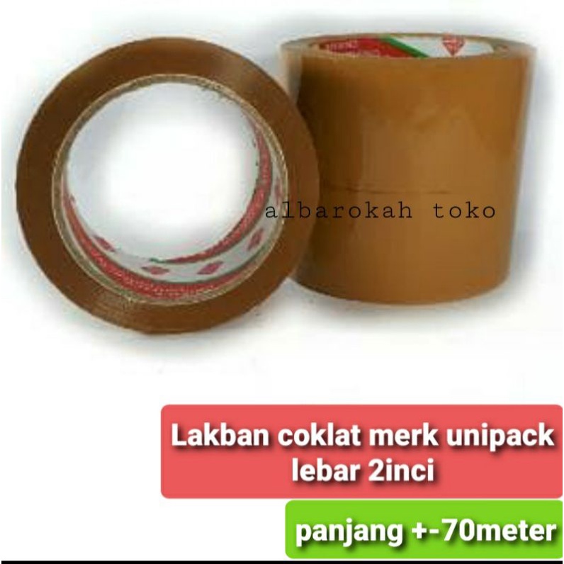 Lakban bening dan coklat merk unipack 2inci 70m / lakban untuk keperluan packing, laundry, kantor