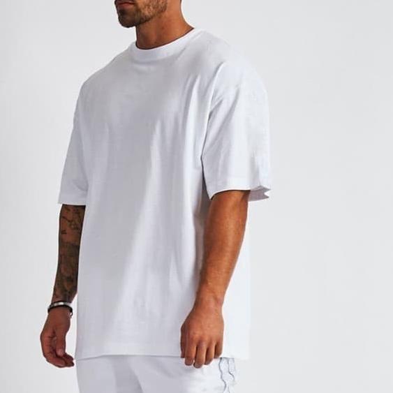 ➥ KAOS OVERSIZED PRIA KAOS JUMBO COWOK BAJU OVERSIZE POLOS PRIA GOMBRONG - Putih, S ➹