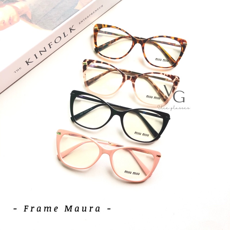 Frame Maura cateyes kacamata model mata kucing bisa ganti minus