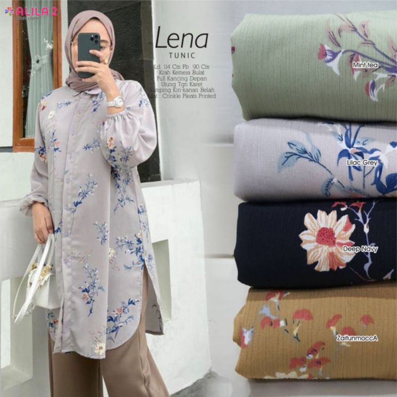 Lena Tunik - Baju Tunik Flower Bahan Crincle Berlabel Alila