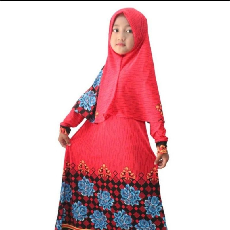 baju muslim gamis syari anak gamis jersey anak perempuan motif bunga 3-10 tahun