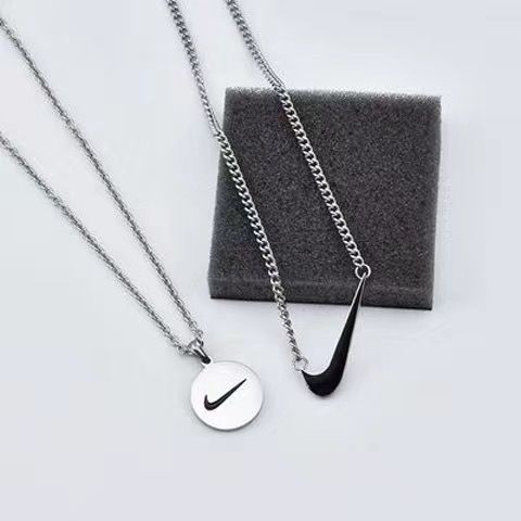 Kalung Rantai Liontin Nike Bahan titanium steel Gaya hip hop Korea Untuk Pelajar