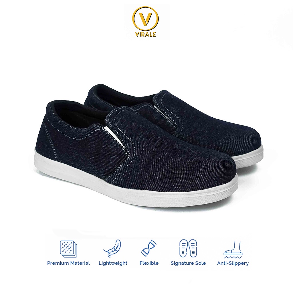 Sepatu Slip On Pria Casual Murah Original Sepatu Pria Virale SC-01 NAVY