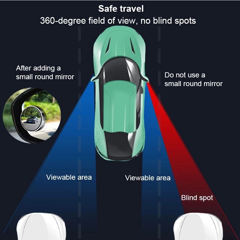 Kaca Spion Blind Spot 360 Derajat HD Wide Angle Adjustable Dengan Suction Cup Untuk Parkir Mobil