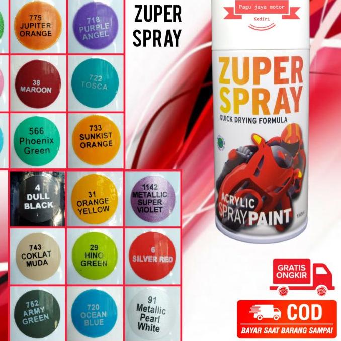 ✨ 7.7 CAT SEMPROT 300cc semua warna ZUPER SPRAY pilok pilox merah kuning hijau hitam black pink ungu