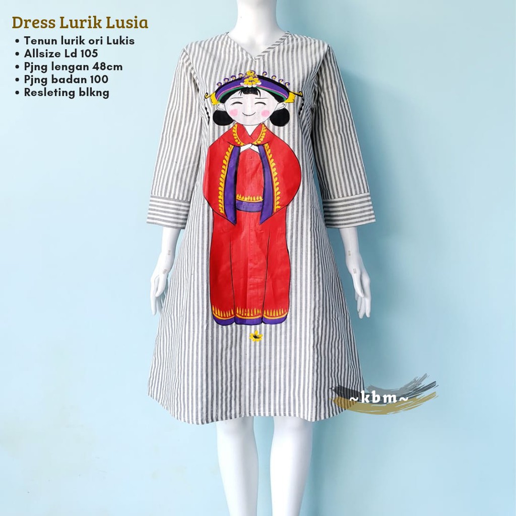 Dress lurik lusia lukis ori lurik dan lukis