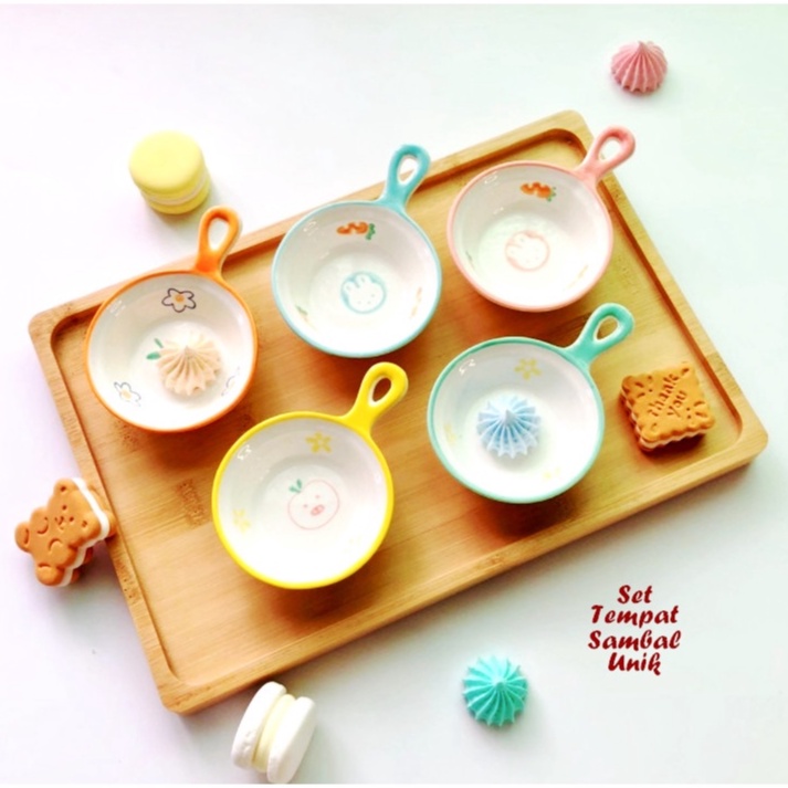 Piring Keramik Unik 3 SEKAT piring sambal buah saos selai dish food