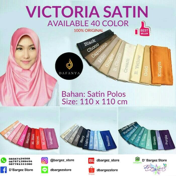 EXLUSIVE HIJAB SEGIEMPAT VICTORIA SATIN POLOS DAFANYA JILBAB KERUDUNG MURAH