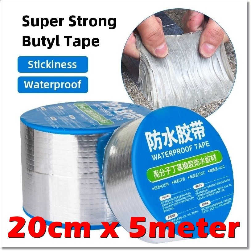 Lakban Aluminium Foil Anti Bocor Butyl Super Adhesive Duct Tape Waterproof 20 cm x 5 m