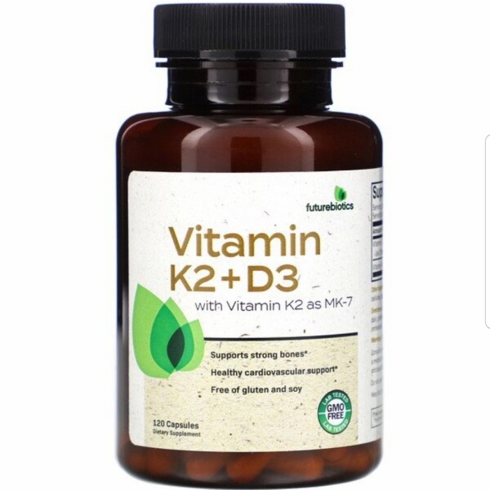 Futurebiotics Vitamin K2 + D3 5000 iu MK7 K2 120 Caps Futurebiotic