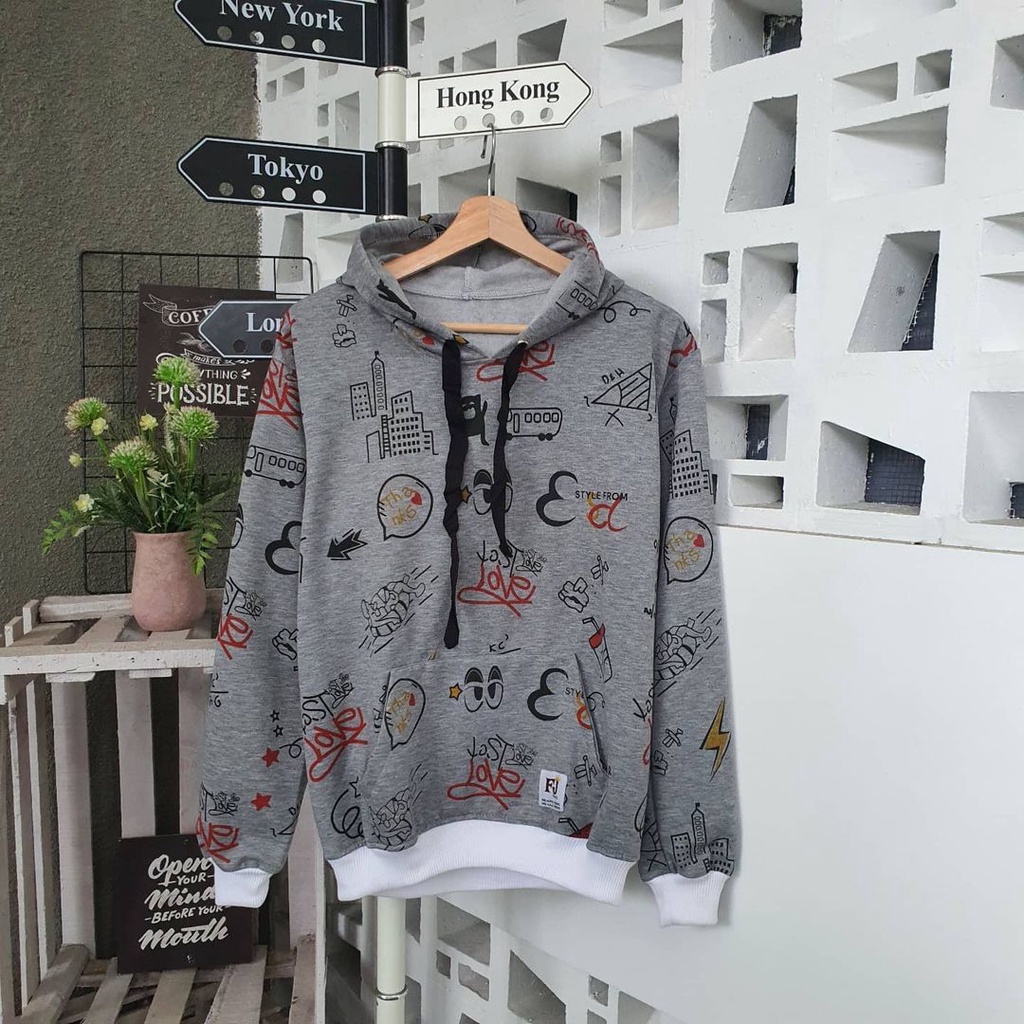 Lost Love Hoodie Outwear Unisex Gaya Casual Trendy Bahan Fleece