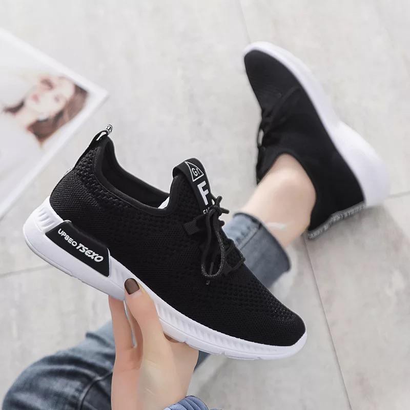SEPATU SNEAKERS WANITA SANTAI SPORT SUPER BOUNCE SEPATU SNEAKER CEWEK SEPATU OLAHRAGA CEWE IMPORT-HITAM