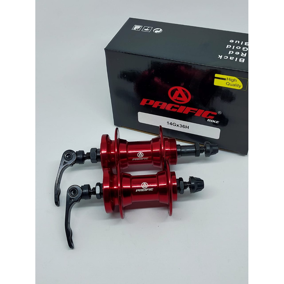 PACIFIC HUB 36 HOLE MODEL DRAT DISC BRAKE 6 BOLT SEPEDA MTB LIPAT - MERAH