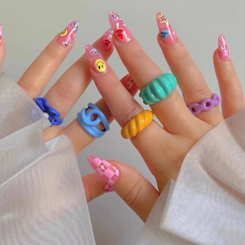 Candy-colored Geometric Ring Accessories Korean Style Trendy Fashion