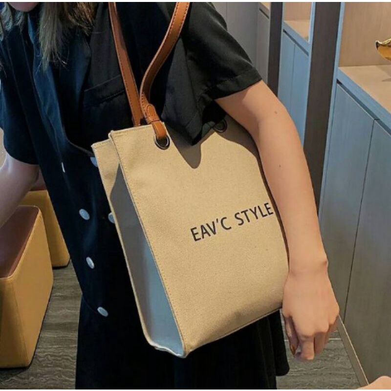 BINEKA - Totebag EAV'C style - Cod totebag kpop - Tote bag resleting kekinian murah - exo