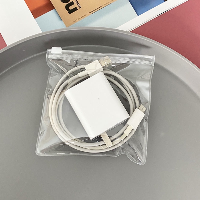 5pcs Kantong Plastik Bening Dengan Ziplock Untuk Kabel Charger Dfvc