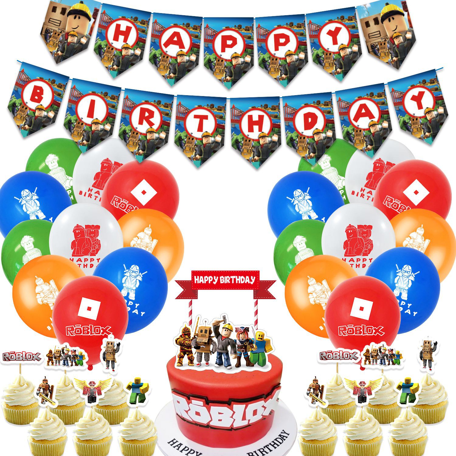 Jual 【Ready Stock】Roblox Theme Birthday Party Supplies Banner Balloons Cake  Toppers Cupcake Decor Kit Indonesia|Shopee Indonesia