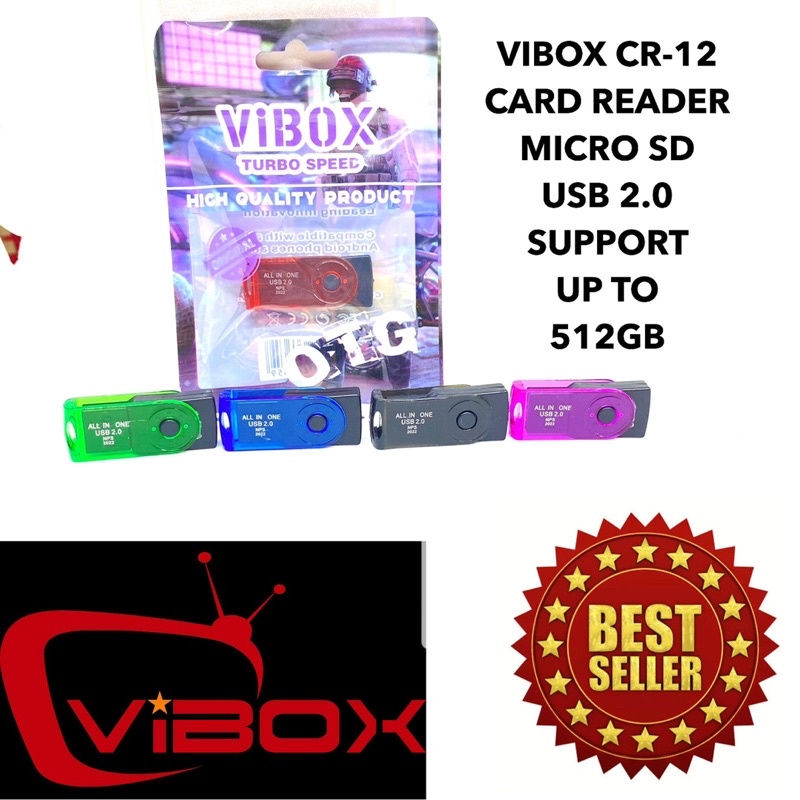 Ready Card Reader Vibox CR-12 Micro SD USB 2.0 Support Up to 512GB