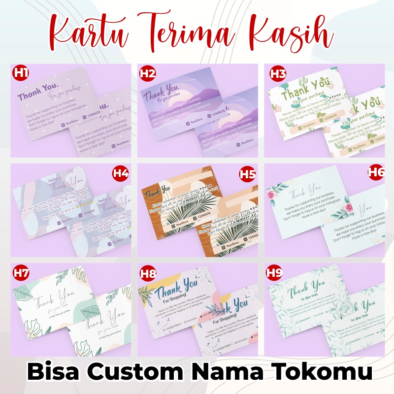 KARTU THANK YOU | KARTU TERIMA KASIH OLSHOP