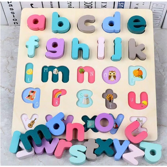 Ohye Chunky Puzzle Pastel Wooden Puzzle Anak Puzzle Kayu Jigsaw Puzzle 3D Mainan Edukasi 162-29