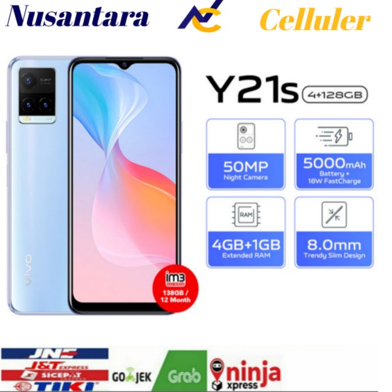 HP Vivo Y21s 4GB+1GB extended / 128 GB [ Vivo Y21s RAM 4+1GB extended ROM 128 GB ] GARANSI RESMI