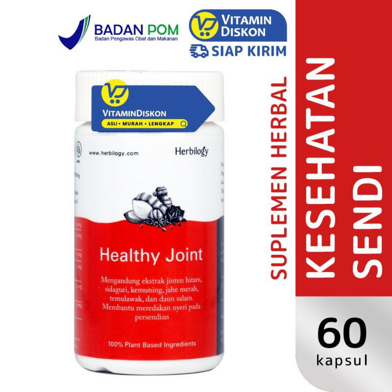 Herbilogy Healthy Joint Capsule | Suplemen Herbal Pereda Radang & Nyeri Sendi BPOM 60 Caps/Btl