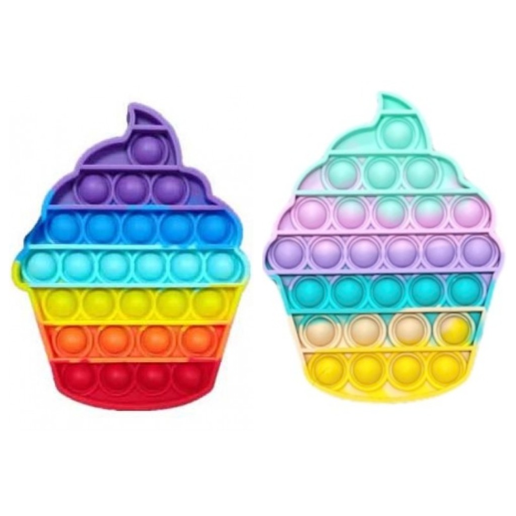 Fidget Toys Push POP IT / POPIT Mainan Anak Penghilang Stress Relieve Pop it Rainbow-Cupcake Rainbow/Past