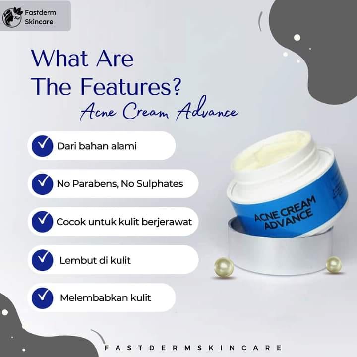 FAST DERM Acne Cream Advance / Cream Pelembab Wajah by Fast Derm / Cream Malam Acne Advance / grosir